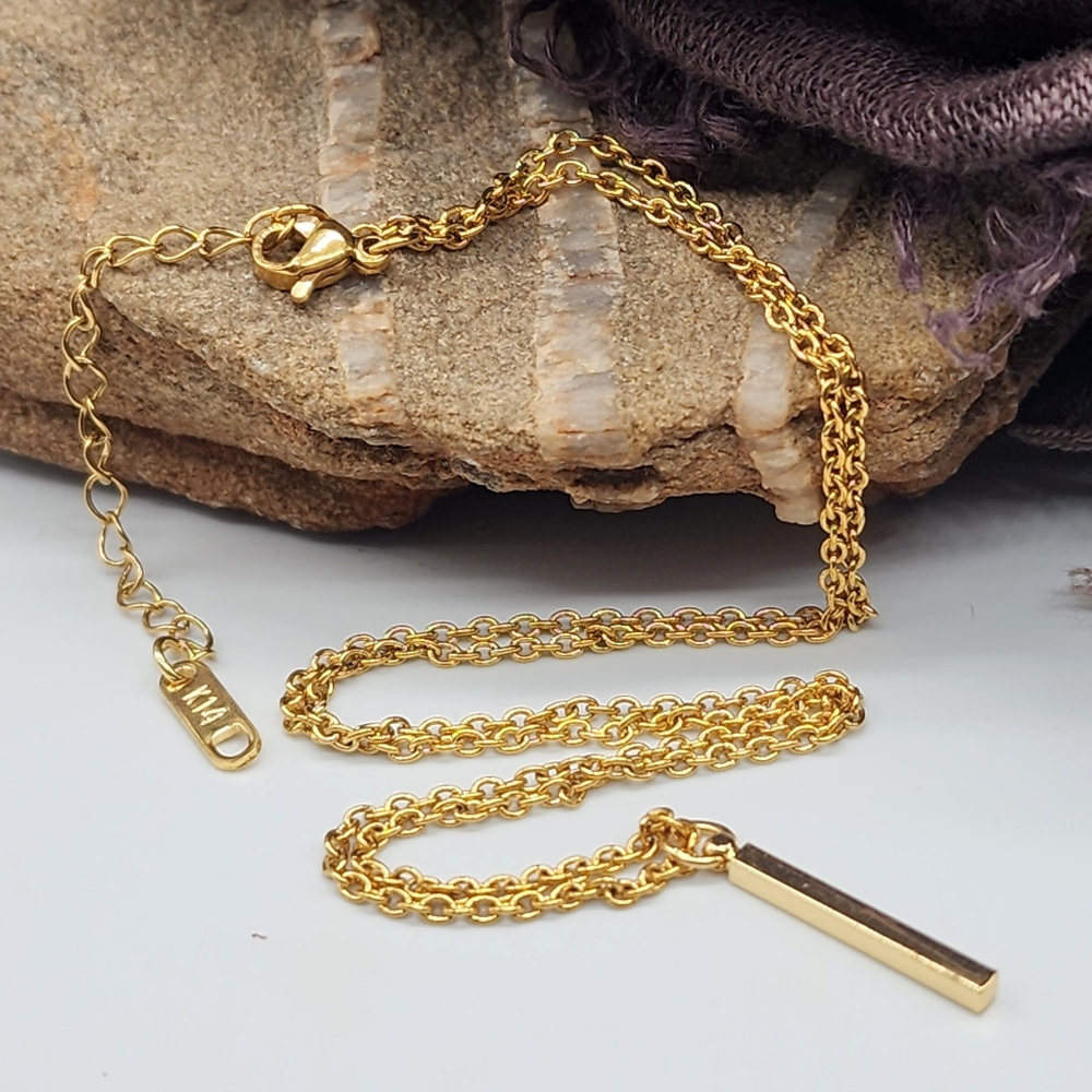 Minimalist Jewelry Layered 14k Gold Plated Chain Gold Bar Gold Necklace
